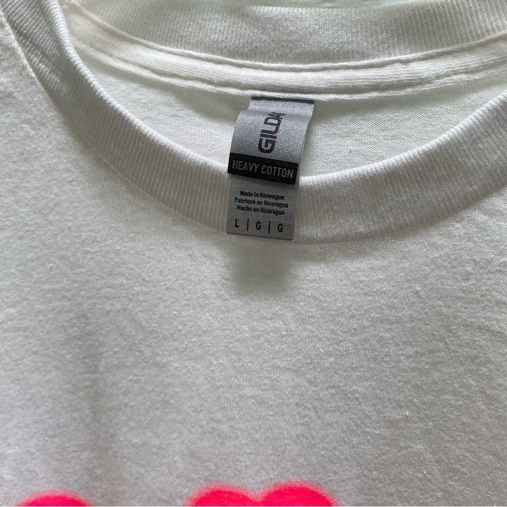 Vintage 90s Las Vegas Print Large T-Shirt Women's White w/ Hot Pink Neon Graphic - Picture 5 of 12